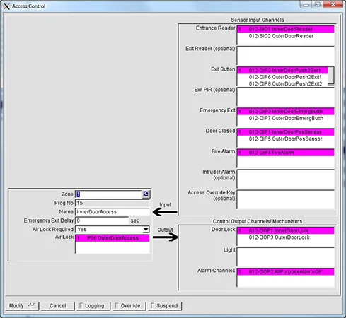 GCS3000-Access-Control-program-configuration-dialogue-window